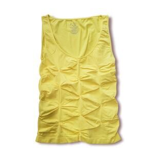 P Luca Milano Yellow Textured Short Sleeved Stretch Tank Top - Size Medium